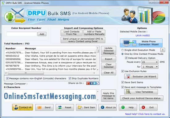 Online Android Text Messaging screenshot