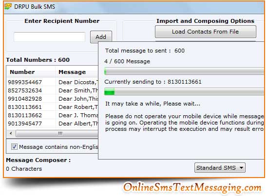 Screenshot of Online Bulk SMS GSM