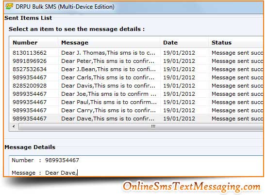 Screenshot of Online SMS GSM