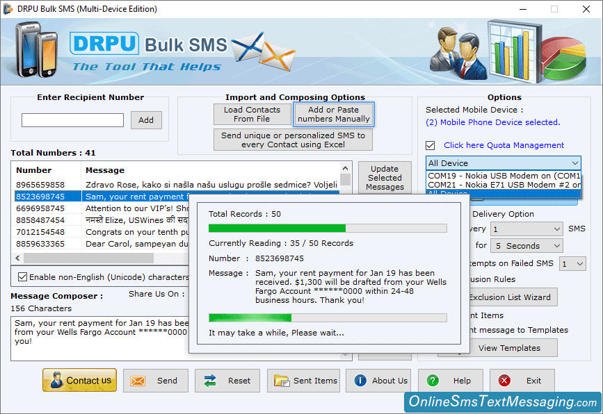 Current status of loading contact numbers from records